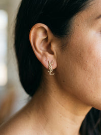 Aretes de oro 10k tipo diseñador de trébol Mod 6104- 3 cm
