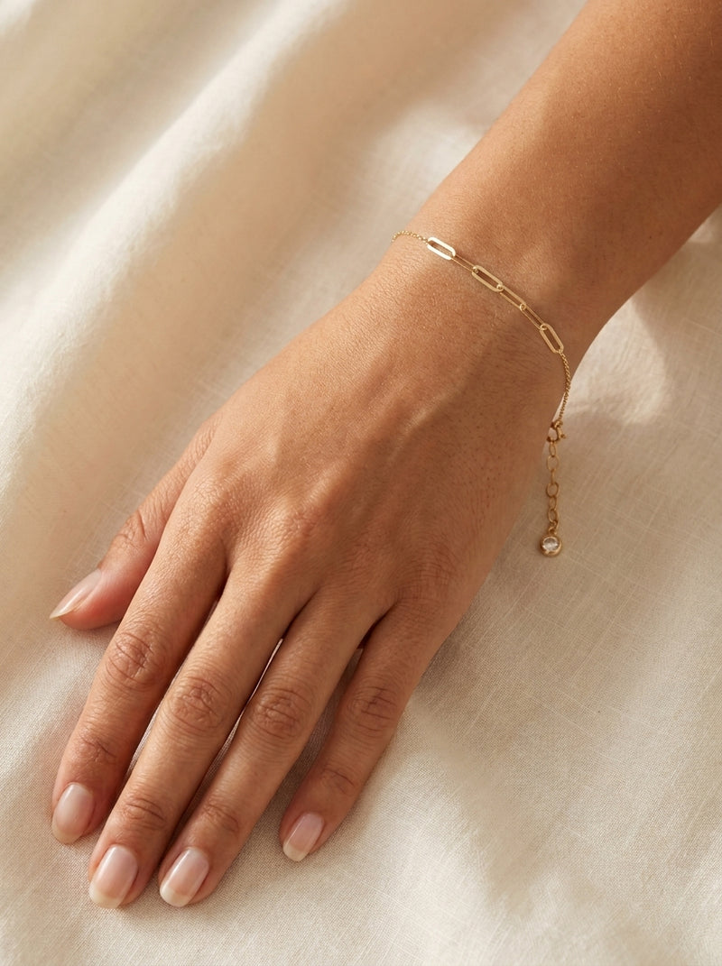 Pulsera de oro 10k diseño de eslabón 5917 - 18 cm