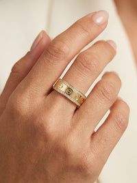 Anillo de oro 10k tipo diseñador con circonias mod 5745