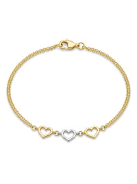 Pulsera de oro 14k diseño de corazones florentinos Mod LM5238 - 18 cm