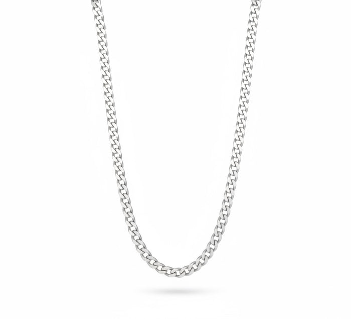 Cadena de oro blanco 14k tejido cubano - 3 mm