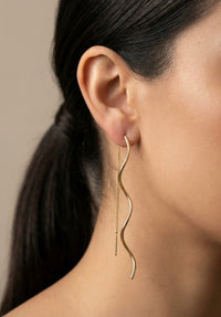 Aretes modelo wave de oro 14k