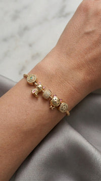 Pulsera de oro 14k cola de rata con charms de gatitos Mod LM5085 - 18 cm