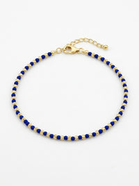 Pulsera de oro 14k diseño de bolitas con piedras azules Mod LM5269 - 18 cm