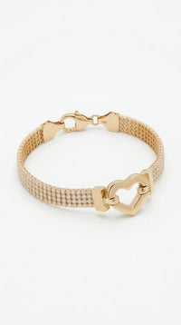 Pulsera Tejida con Corazón en Oro 14K Mod. LM 5055 - 18 cm