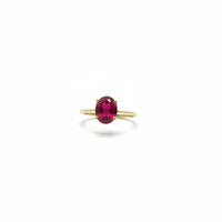 Anillo solitario de oro 10k circonia roja rubí sintética