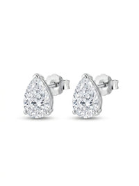 Aretes de oro blanco 18k corte pera de diamante de laboratorio Mod 5477