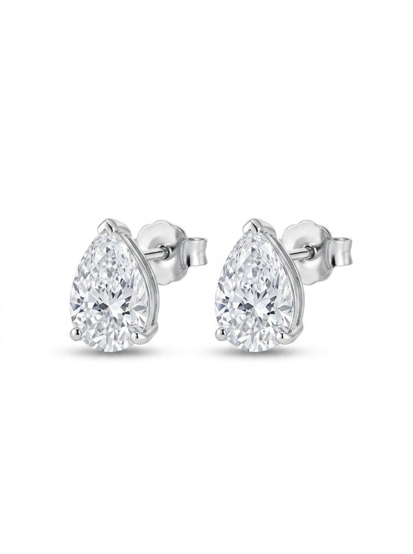 Aretes de oro blanco 18k corte pera de diamante de laboratorio Mod 5477