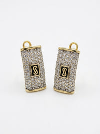 Aretes de oro 10k Mónaco Chain Classic pavé mod 5903