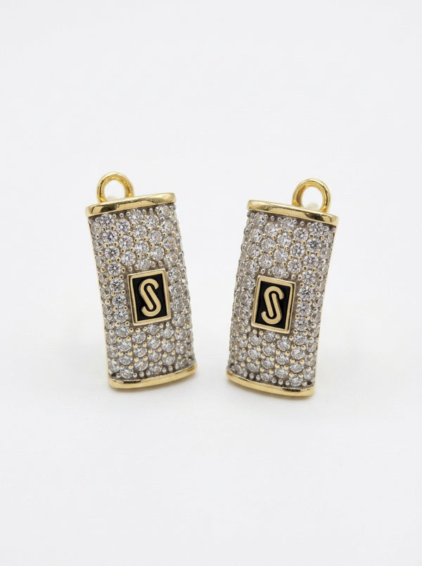 Aretes de oro 10k Mónaco Chain Classic pavé mod 5903