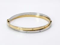 Brazalete de oro 10k tipo diseñador doble hueco Mod 5705 - 18 cm