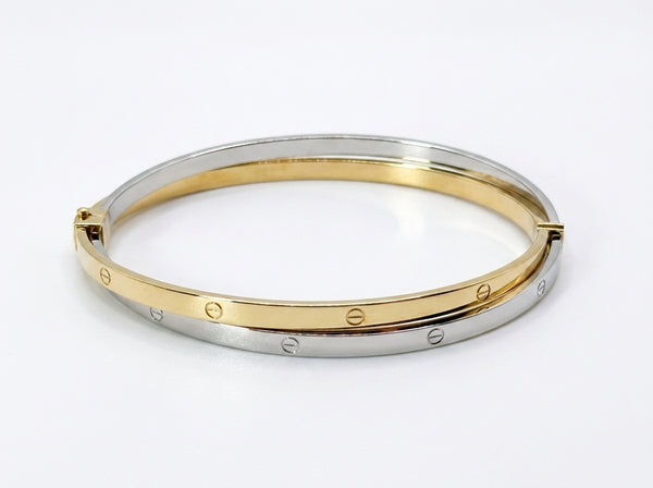 Brazalete de oro 10k tipo diseñador doble hueco Mod 5705 - 18 cm