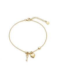 Pulsera de oro 14k diseño de corazón con llave Mod LM5106 - 18 cm