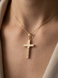 Cruz de oro 14k con circonias mod 5518 - 2 cm