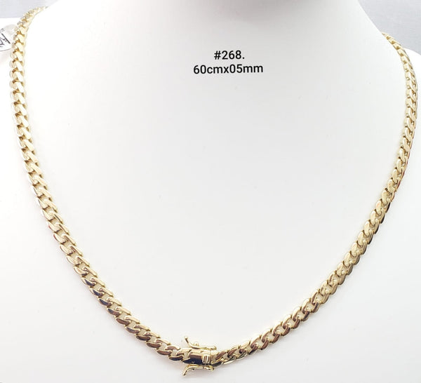Cadena de oro 14k cubana lisa para caballero