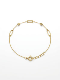Pulsera de oro 14k diseño de eslabones con bolitas 5929 - 18 cm