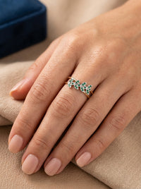 Anillo de oro 14k diseño de guirnaldas  bicolor mod 5585