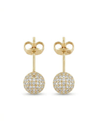 Aretes de oro 14K diseño de bolitas con circonias Mod LM5421