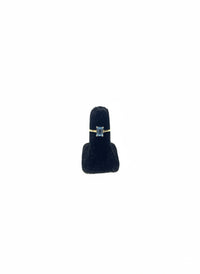 Anillo solitario de oro 10k agua marina Azul corte esmeralda