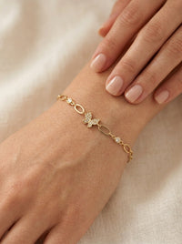 Pulsera de oro 14k diseño de mariposa Mod LM5374 - 18 cm