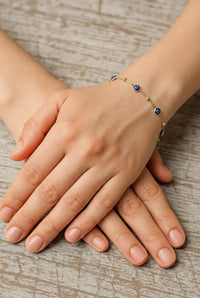 Pulsera de oro 14k de ojos turcos azules
