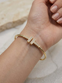 Brazalete de oro 14k tipo diseñador hueco mod 5749 - 18 cm