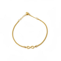 Pulsera delgada doble de oro 14k con infinito delgada