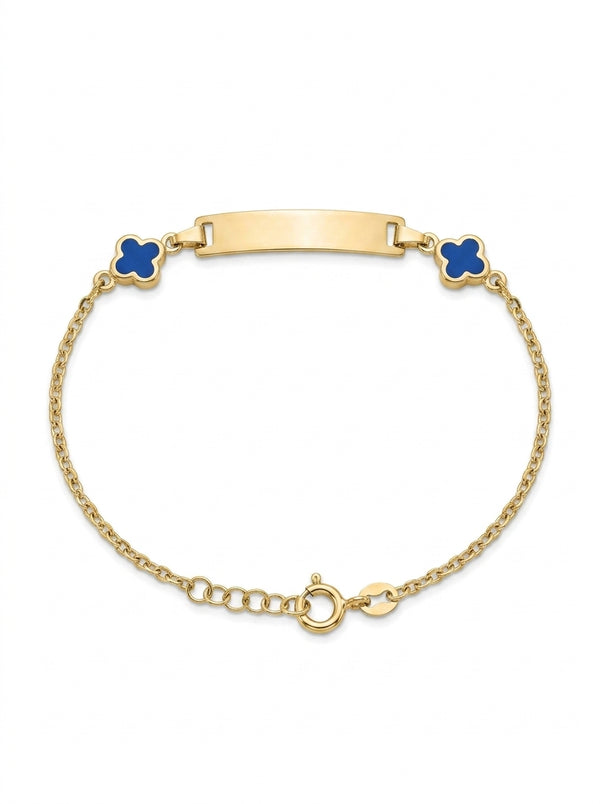 Esclava de oro 10k diseños de tréboles azul Modelo LM5174 - 18 cm
