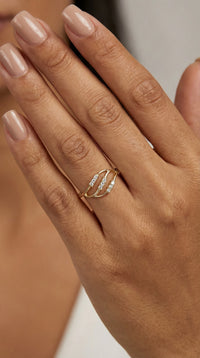 Anillo onda de luz de oro 14k