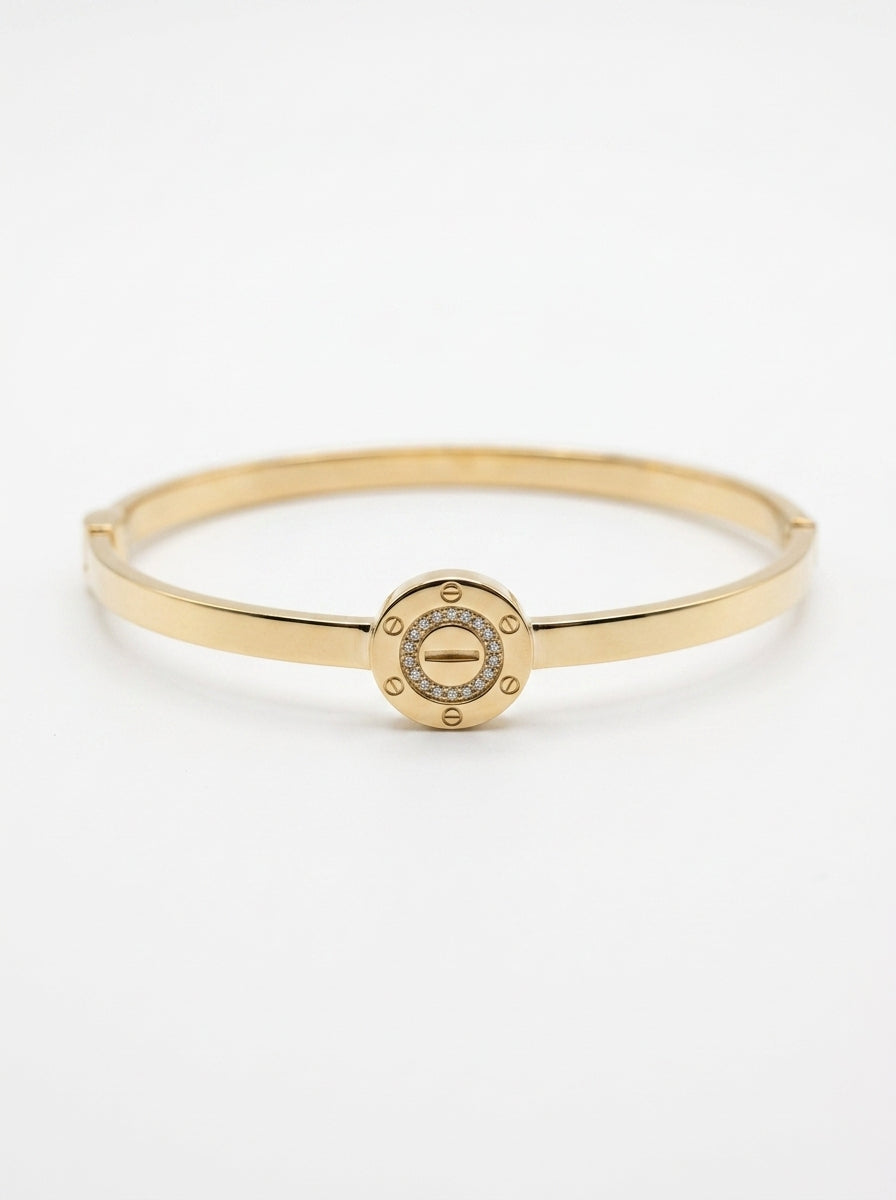 Brazalete de oro 14k tipo diseñador hueco mod 5759 - 18 cm