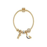 Pulsera de oro 14k cola de rata con charms viaje al espacio Mod LM5083 - 18 cm