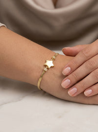 Pulsera de oro 14k diseño panza de víbora con estrella Mod LM5261 - 18 cm