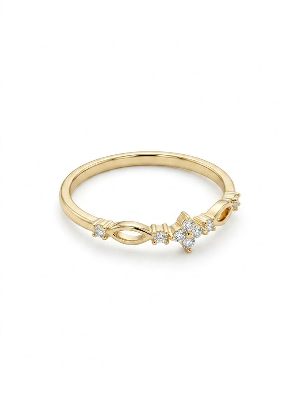 Anillo de oro 10k solitario pétalos de luz Mod 5709