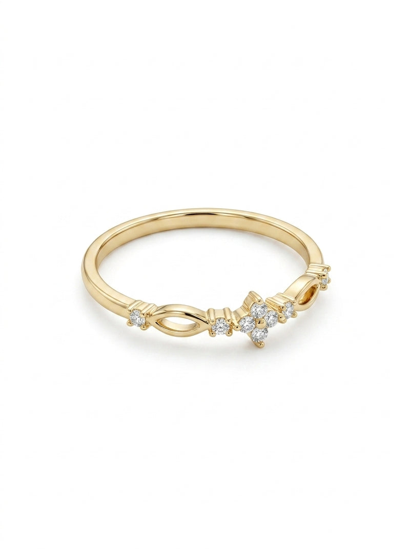 Anillo de oro 10k solitario pétalos de luz Mod 5709
