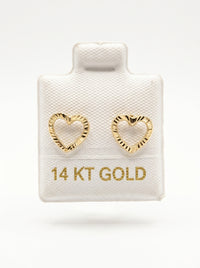Broquel de oro 10k delgado silueta de corazón (de bolitas) Mod 5643