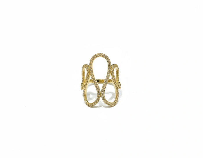 Anillo Aura Loops Pavé en Oro Amarillo 14k