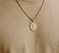Dije de Jesús de oro 14K con circonias 3.5 cm unisex