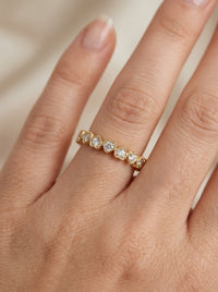 Media churumbela de oro 14k diseño de corazones con diamantes naturales Mod LM5296