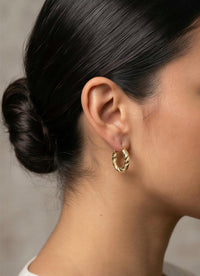 Arracadas trenzadas en oro 14k LM5071 - 1.4 cm