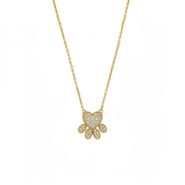Gargantilla de huellita de oro 14k con circonias 45 cm