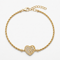 Pulsera de oro 10k diseño de corazón Mod 5657- 18 cm