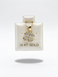 Dije de oro 10k delgado diseño trébol bicel de corazones Mod 5673