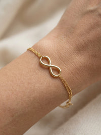 Pulsera de oro 14k diseño de infinito con doble cadena Mod LM540 - 18 cm