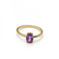 Anillo de oro 14k con circonia lila Mod. 2070
