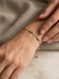 Pulsera de oro 14k con diseño de ojitos turcos Mod LM5150 - 18 cm