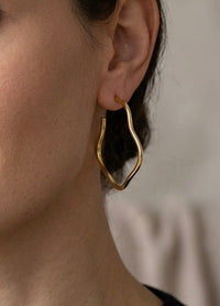 Arracadas de oro 14k diseño onduladas Mod LM5113 - 4 cm