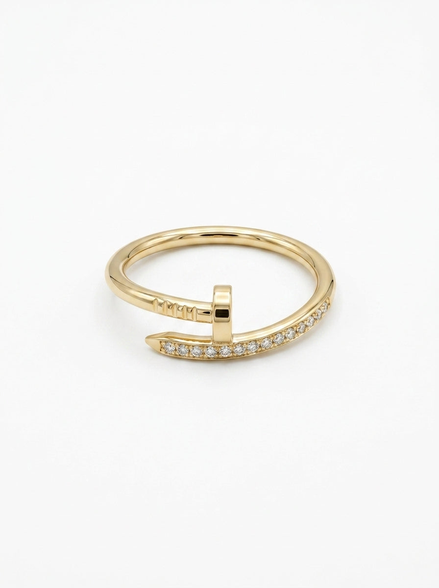Anillo de oro 14k diseño de clavo con circonias Mod. 5136