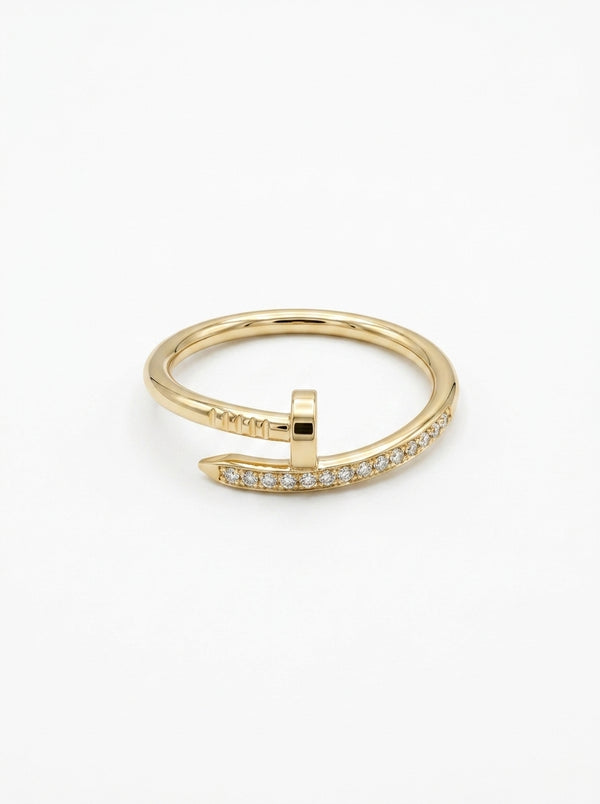 Anillo de oro 14k diseño de clavo con circonias Mod. 5136