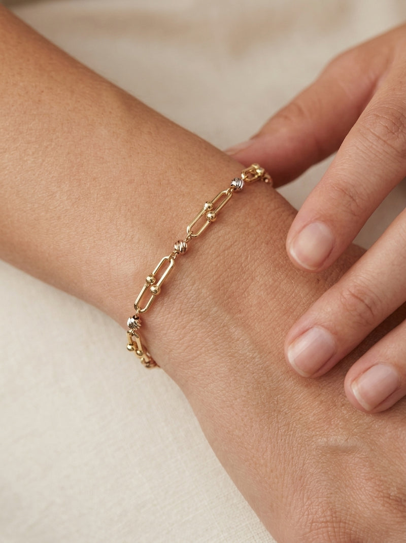Pulsera de oro florentino 10k diseño de diseñador Mod 5564 18 cm