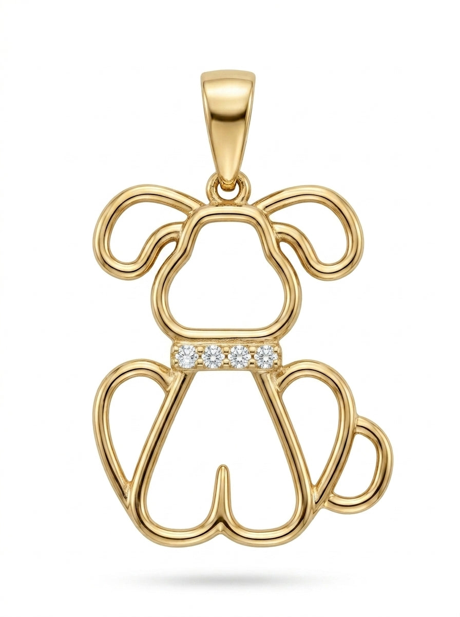 Dije de oro 14k diseño silueta de perrito Mod LM5451